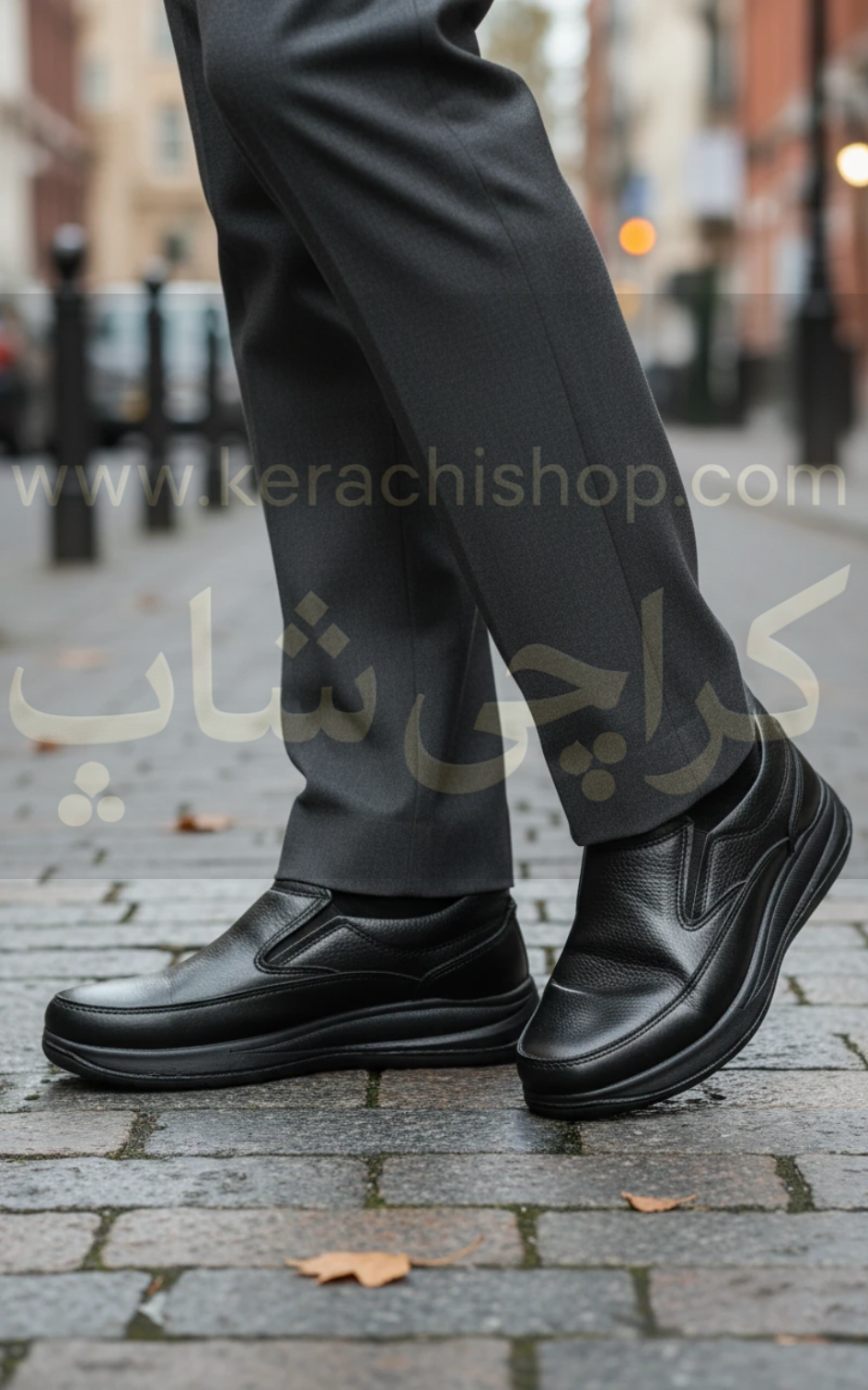 تصویر کفش مردانه چرم سایز ۴۰ تا ۴۵ رنگ مشکی 